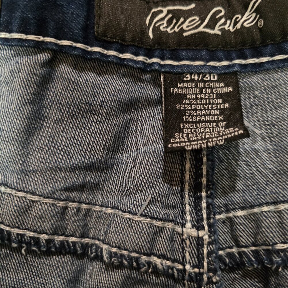 NEW True Luck Straight Fit Stretch Jeans Men's Sz 34x30 Flap Pockets NWT - Picture 10 of 11